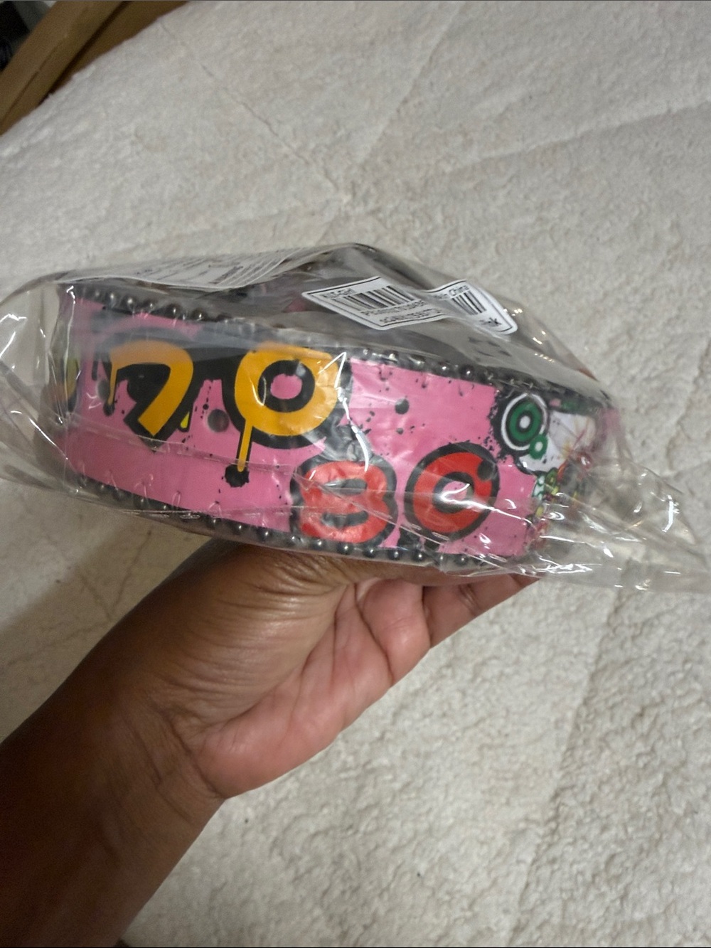 Pink Graffiti Studded Belt
